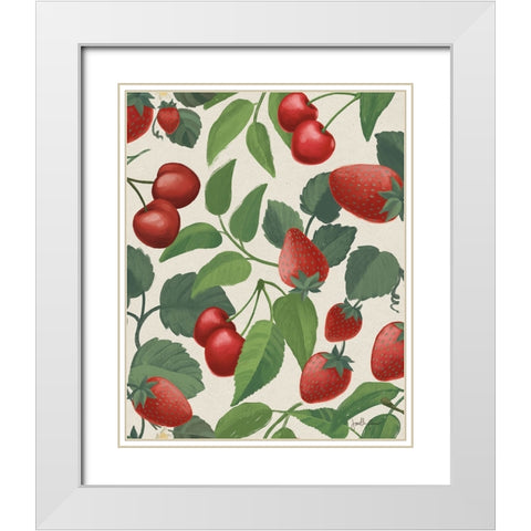Berry Breeze Pattern III White Modern Wood Framed Art Print with Double Matting by Penner, Janelle