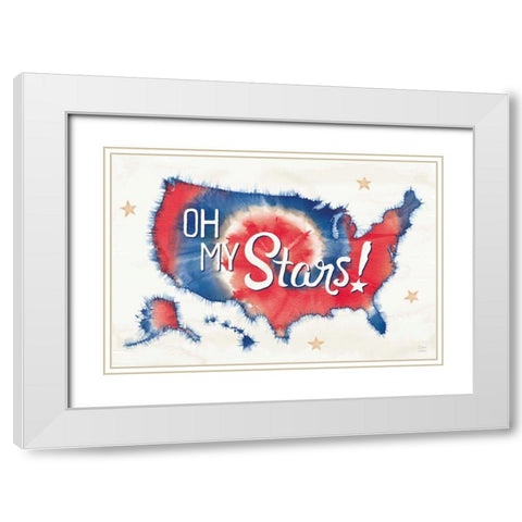 Oh My Stars I White Modern Wood Framed Art Print with Double Matting by June, Dina