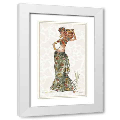 African Flair VIII C White Modern Wood Framed Art Print with Double Matting by Tavoletti, Anne