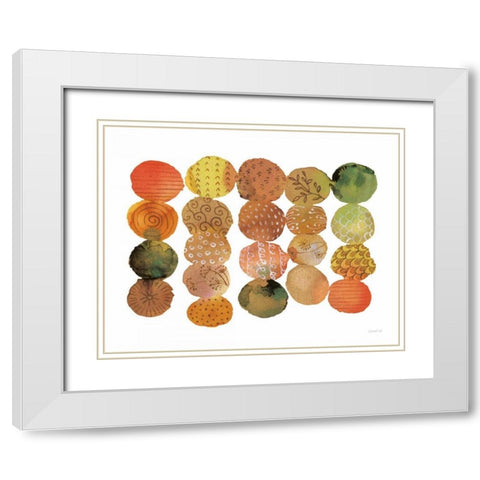 Fall Circle Stories II Horizontal White Modern Wood Framed Art Print with Double Matting by Nai, Danhui