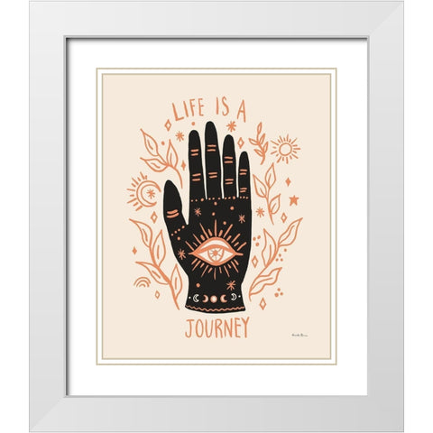 Palm Reading I Neutral White Modern Wood Framed Art Print with Double Matting by Zaman, Farida