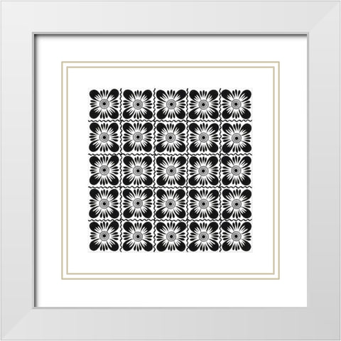 Talavera VII White Modern Wood Framed Art Print with Double Matting by Green, Nancy