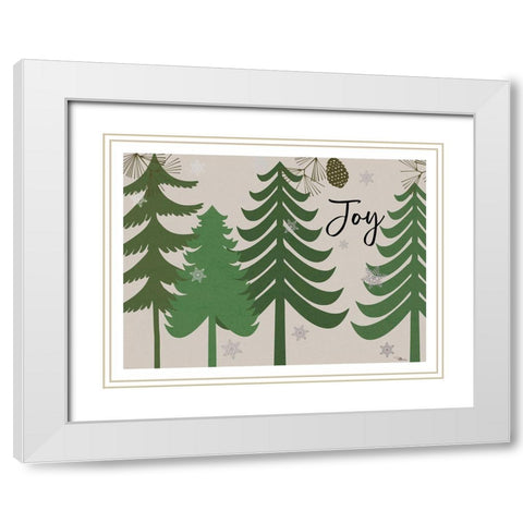 Woodland Christmas VII Green White Modern Wood Framed Art Print with Double Matting by Pela Studio