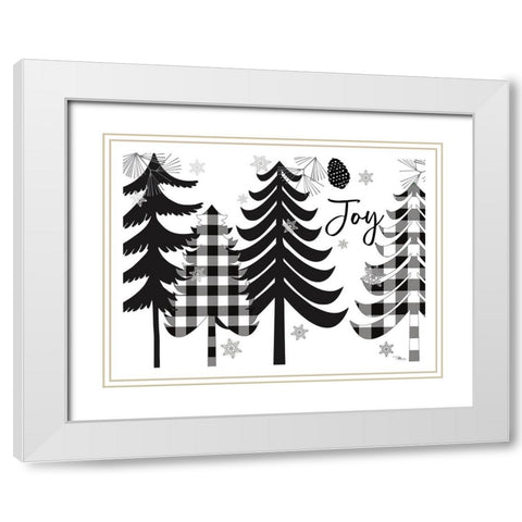 Woodland Christmas VII Black Plaid White Modern Wood Framed Art Print with Double Matting by Pela Studio