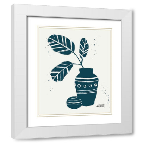 Monochrome Blue Botanical Sketches VIII White Modern Wood Framed Art Print with Double Matting by Tavoletti, Anne