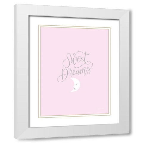 Sweet Dreams Pink v2 White Modern Wood Framed Art Print with Double Matting by Thorns, Becky