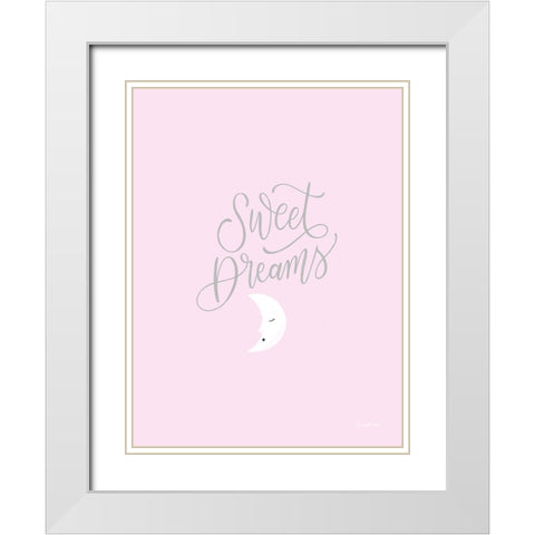 Sweet Dreams Pink v2 White Modern Wood Framed Art Print with Double Matting by Thorns, Becky