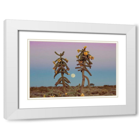 Desert Moonrise White Modern Wood Framed Art Print with Double Matting by Larson, Nathan