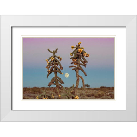 Desert Moonrise White Modern Wood Framed Art Print with Double Matting by Larson, Nathan