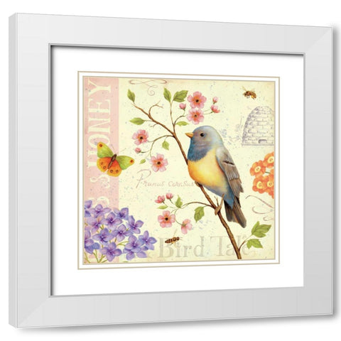 Birds and Bees I White Modern Wood Framed Art Print with Double Matting by Brissonnet, Daphne