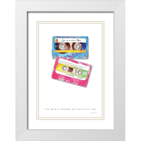 Mixtape Love White Modern Wood Framed Art Print with Double Matting by Charro, Mercedes Lopez