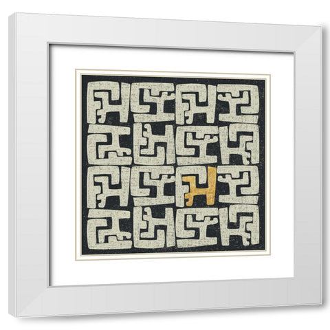 Kuba Play II Gold White Modern Wood Framed Art Print with Double Matting by Warrick, Cheryl