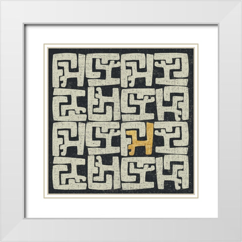 Kuba Play II Gold White Modern Wood Framed Art Print with Double Matting by Warrick, Cheryl