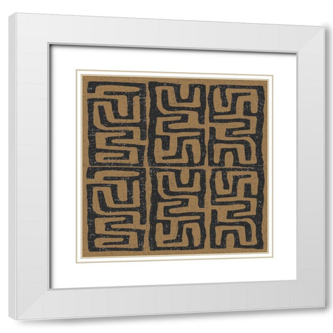 Kuba Play III Brown White Modern Wood Framed Art Print with Double Matting by Warrick, Cheryl