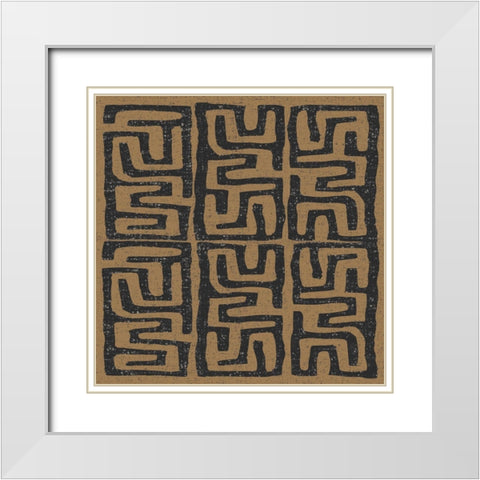 Kuba Play III Brown White Modern Wood Framed Art Print with Double Matting by Warrick, Cheryl