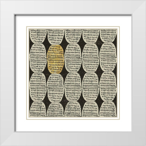 Kitchen Play Pattern II BWG White Modern Wood Framed Art Print with Double Matting by Warrick, Cheryl