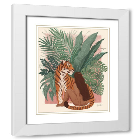 Majestic Cats II White Modern Wood Framed Art Print with Double Matting by Penner, Janelle