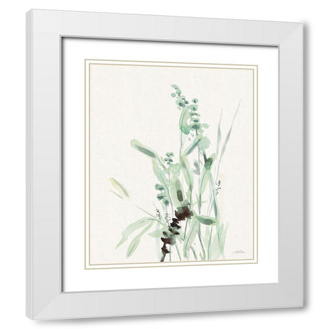 Grasses III on Linen White Modern Wood Framed Art Print with Double Matting by Pete, Katrina