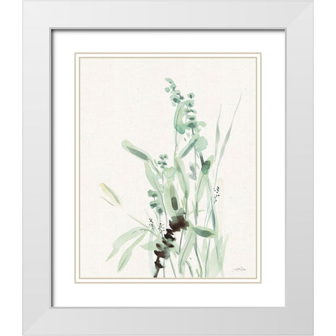 Grasses III on Linen White Modern Wood Framed Art Print with Double Matting by Pete, Katrina