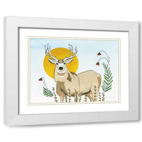 Spirit Deer White Modern Wood Framed Art Print with Double Matting by Gallagher, Megan