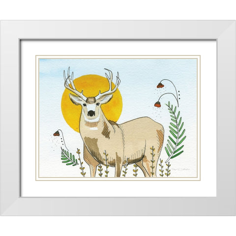 Spirit Deer White Modern Wood Framed Art Print with Double Matting by Gallagher, Megan