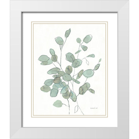 Transparent Leaves Eucalyptus White Modern Wood Framed Art Print with Double Matting by Nai, Danhui