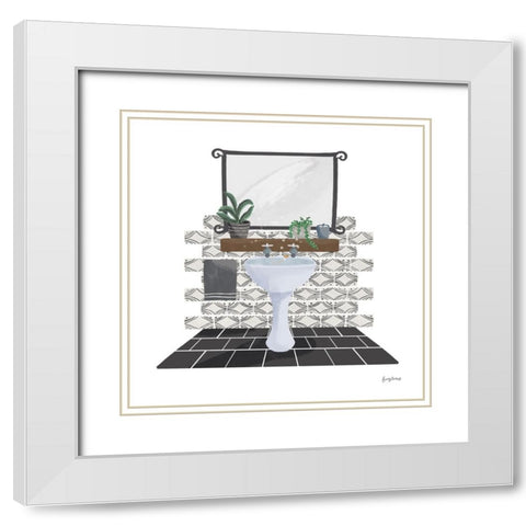Relaxing Bathroom I Dark White Modern Wood Framed Art Print with Double Matting by Thorns, Becky