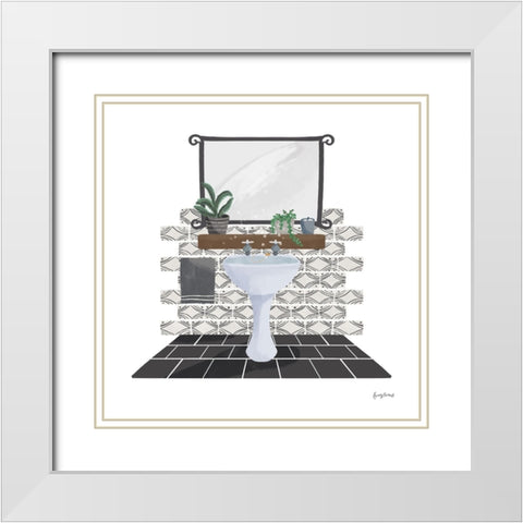 Relaxing Bathroom I Dark White Modern Wood Framed Art Print with Double Matting by Thorns, Becky