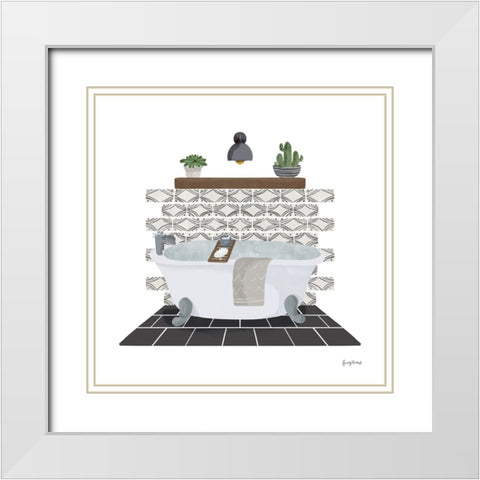Relaxing Bathroom II Dark White Modern Wood Framed Art Print with Double Matting by Thorns, Becky