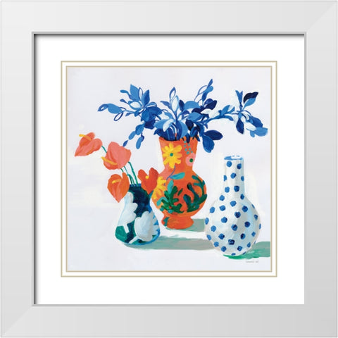 Bungalow Vases White Modern Wood Framed Art Print with Double Matting by Nai, Danhui