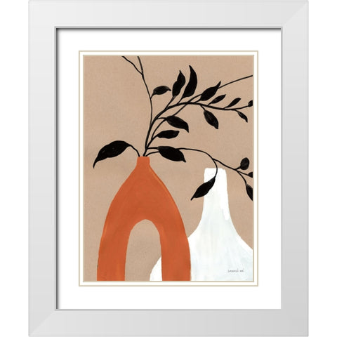 Slender Stems I White Modern Wood Framed Art Print with Double Matting by Nai, Danhui