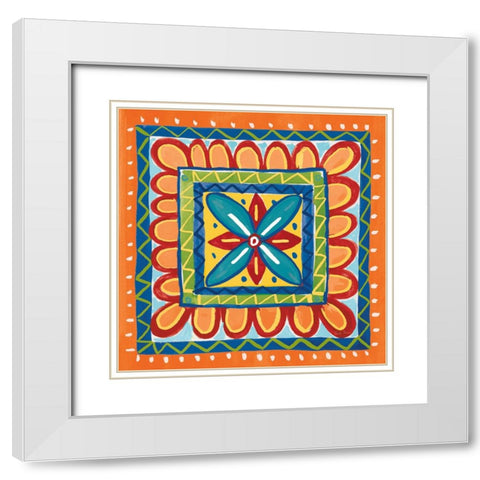 Mucho Caliente IX Orange White Modern Wood Framed Art Print with Double Matting by Zaman, Farida