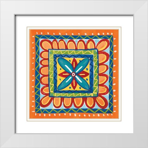 Mucho Caliente IX Orange White Modern Wood Framed Art Print with Double Matting by Zaman, Farida