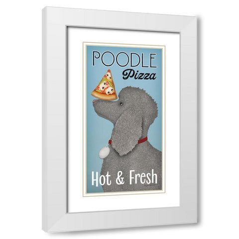 Poodle Pizza White Modern Wood Framed Art Print with Double Matting by Fowler, Ryan