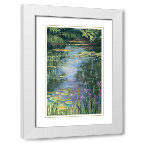 Garden Pond I White Modern Wood Framed Art Print with Double Matting by Rowan, Carol