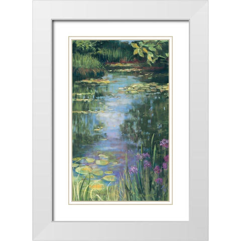 Garden Pond I White Modern Wood Framed Art Print with Double Matting by Rowan, Carol
