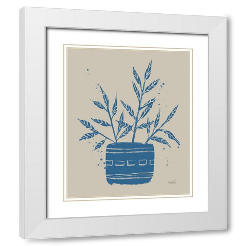 Vallarta Blue Botanical Sketches IX White Modern Wood Framed Art Print with Double Matting by Tavoletti, Anne