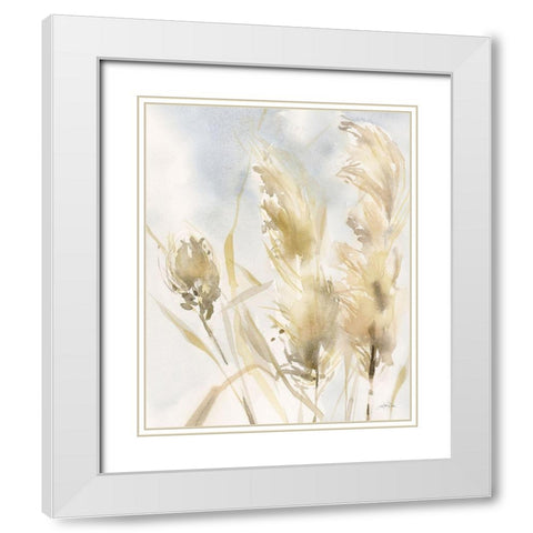 Pampas Grasses White Modern Wood Framed Art Print with Double Matting by Pete, Katrina