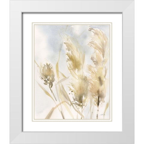 Pampas Grasses White Modern Wood Framed Art Print with Double Matting by Pete, Katrina
