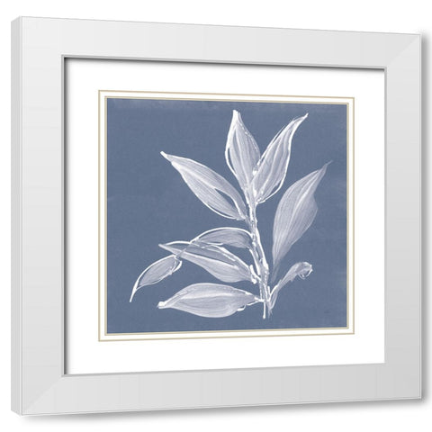 Leaf Study I Blue White Modern Wood Framed Art Print with Double Matting by Paschke, Chris