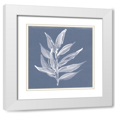 Leaf Study IV Blue White Modern Wood Framed Art Print with Double Matting by Paschke, Chris