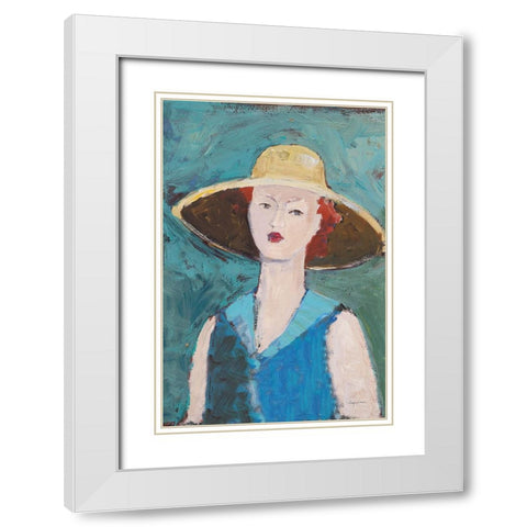 Flea Market Portrait II Blue v2 White Modern Wood Framed Art Print with Double Matting by Tillmon, Avery