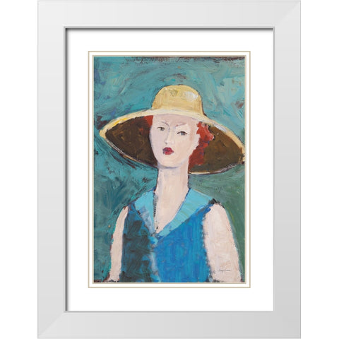 Flea Market Portrait II Blue v2 White Modern Wood Framed Art Print with Double Matting by Tillmon, Avery