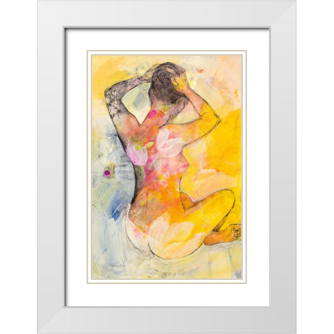 Floral Figures I White Modern Wood Framed Art Print with Double Matting by Hristova, Albena