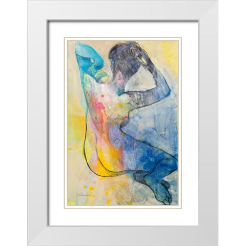 Floral Figures III White Modern Wood Framed Art Print with Double Matting by Hristova, Albena