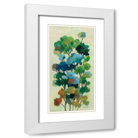 Green Branches II White Modern Wood Framed Art Print with Double Matting by Vassileva, Silvia