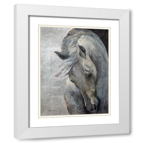 Shy Grey White Modern Wood Framed Art Print with Double Matting by Hristova, Albena