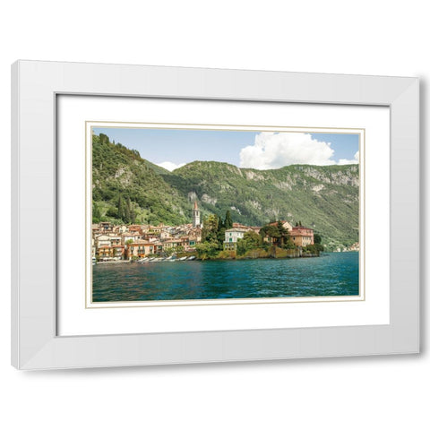 Lake Como Village IV White Modern Wood Framed Art Print with Double Matting by Aledanda
