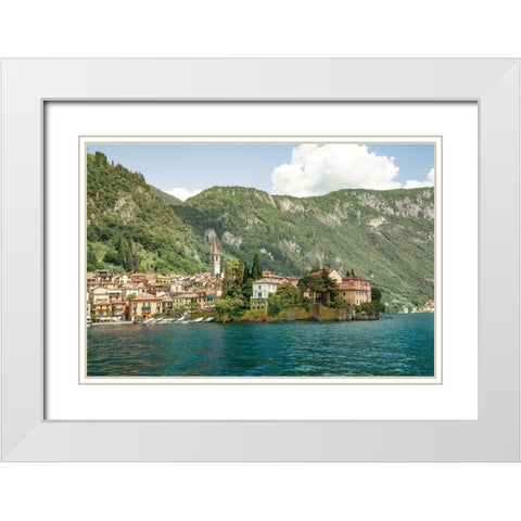 Lake Como Village IV White Modern Wood Framed Art Print with Double Matting by Aledanda