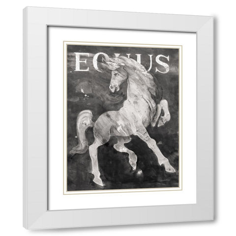 Equus Stallion BW White Modern Wood Framed Art Print with Double Matting by Hristova, Albena